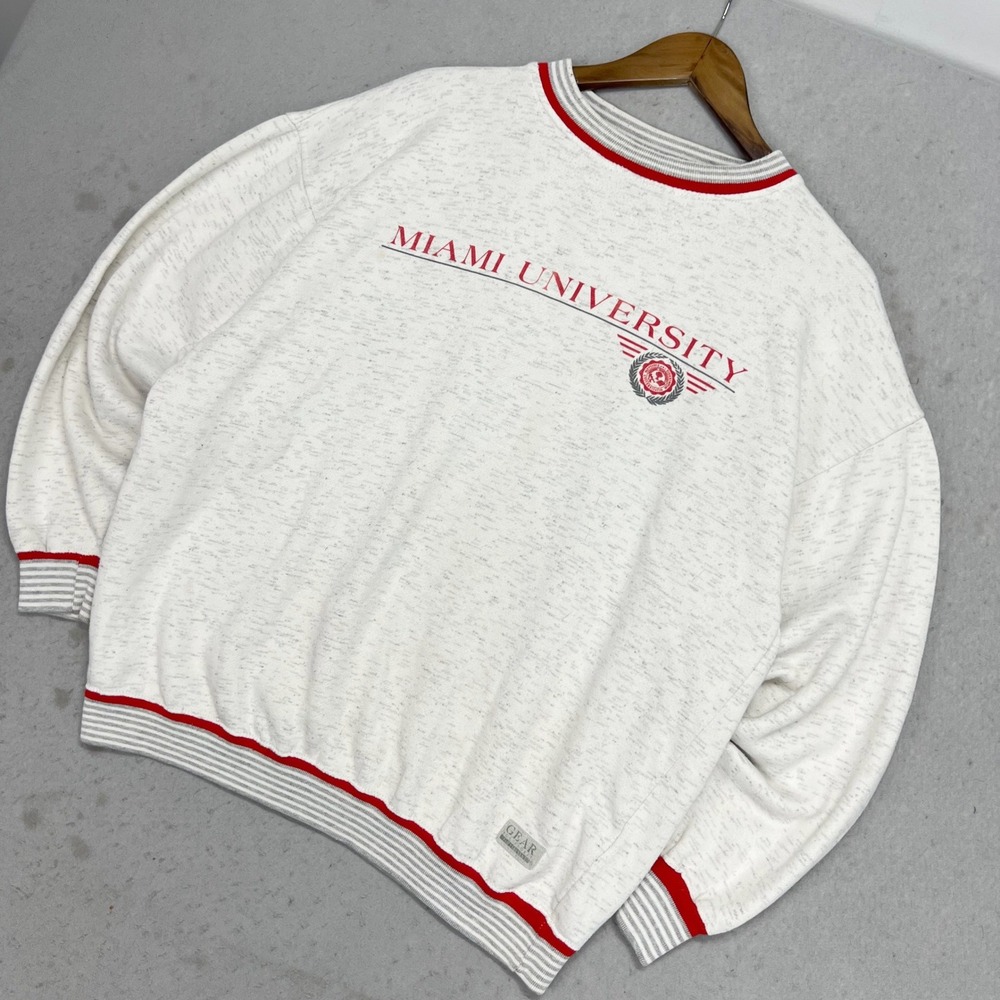 Vintage 90s Miami University Sweatshirt XL Gear For Sports  Gray Red Collegiate